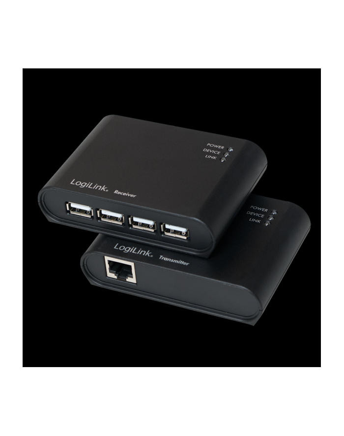 LOGILINK - Extender USB 2.0 z wbudowanym 4-portowym hubem USB 2.0 i zasilaczem główny