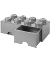 Podwojna szuflada klocek LEGO® z 8 wypustkami (Medium Stone Grey) - nr 1