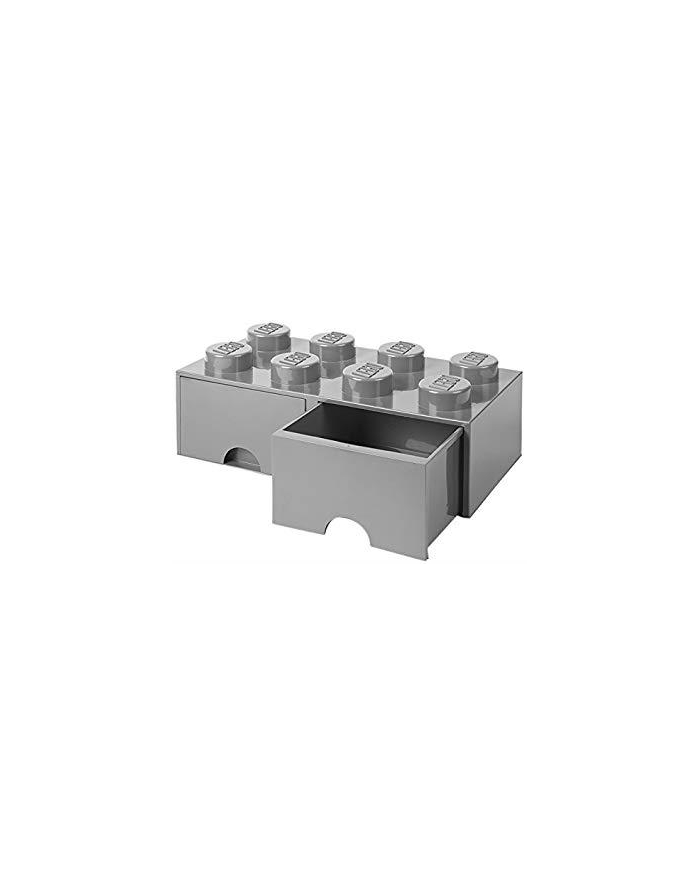 Podwojna szuflada klocek LEGO® z 8 wypustkami (Medium Stone Grey) główny