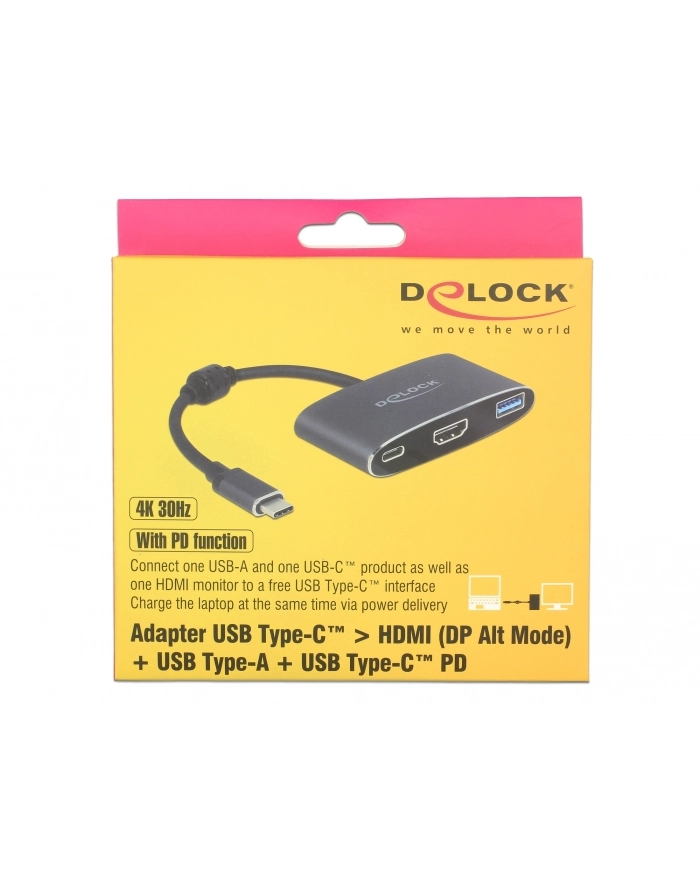 Delock adapter USB Typ-C - USB 3.1 + USB Typ-C+ HDMI (F) 4K (DP Alt Mode) główny