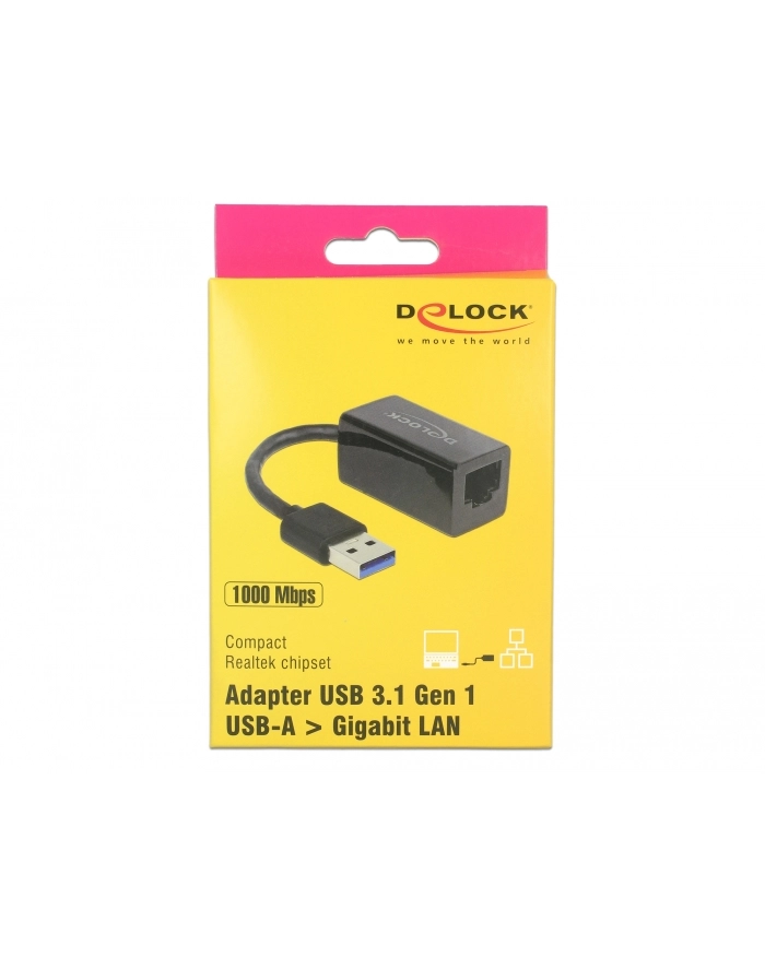 Delock Adapter USB 3.1 Gen 1 z wtykiem męskim USB Typu-A > Gigabit LAN główny