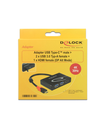 Delock adapter USB Typ-C > 2 x USB 3.0 (F) + HDMI (F) 4K  (DP Alt Mode)