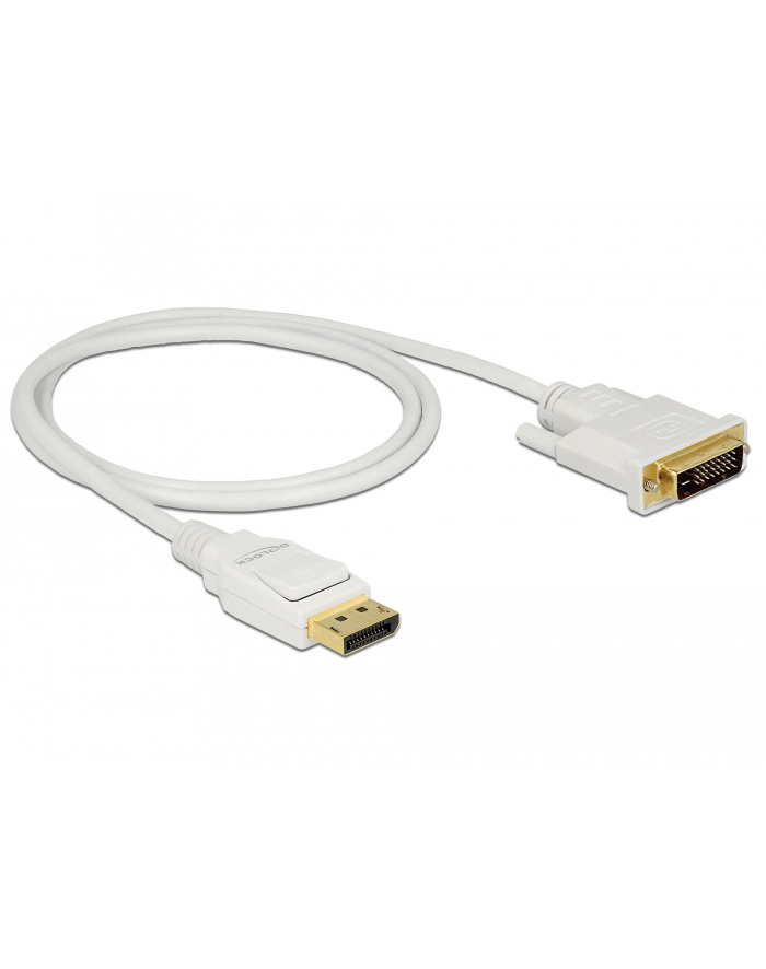Delock kabel Displayport 1.2 (M) - DVI 24+1 (M)  1m; biały główny