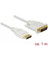 Delock kabel Displayport 1.2 (M) - DVI 24+1 (M)  1m; biały - nr 7
