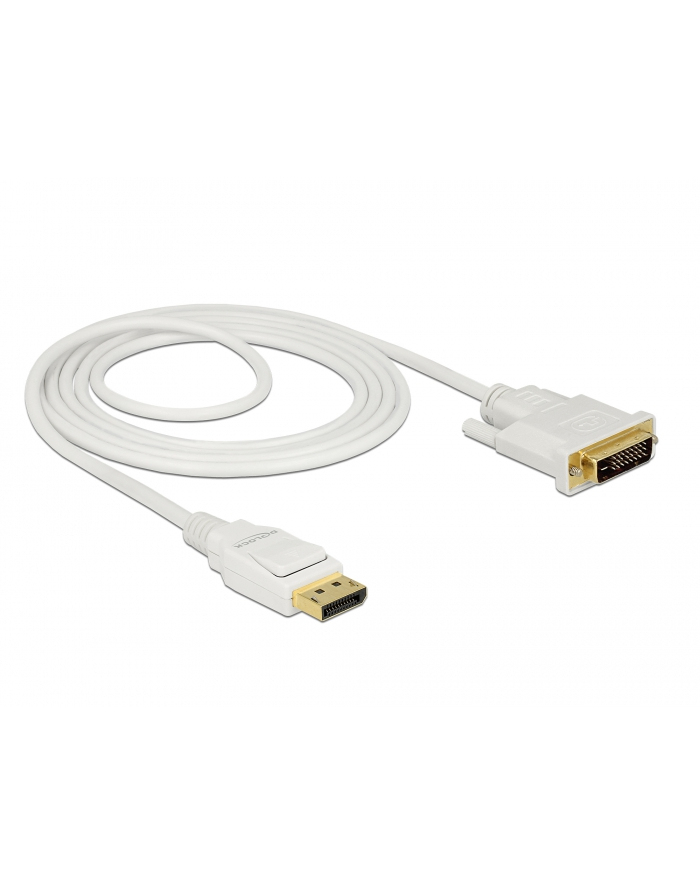 Delock kabel Displayport 1.2 (M) - DVI 24+1 (M)  2m; biały główny