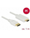 Delock kabel Displayport 1.2 (M) - HDMI-A (M) pasywny 1m; biały - nr 10
