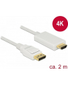 Delock kabel Displayport 1.2 (M) - HDMI-A (M) pasywny 2m; biały - nr 20