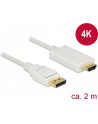 Delock kabel Displayport 1.2 (M) - HDMI-A (M) pasywny 2m; biały - nr 8