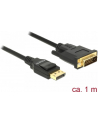 Delock kabel Displayport 1.2 (M) - DVI 24+1 (M)  1m; czarny - nr 6