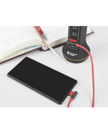 natec Kabel micro USB 2.0 BM-AM Extreme Media 1m kątowy lewo/prawo czerwony