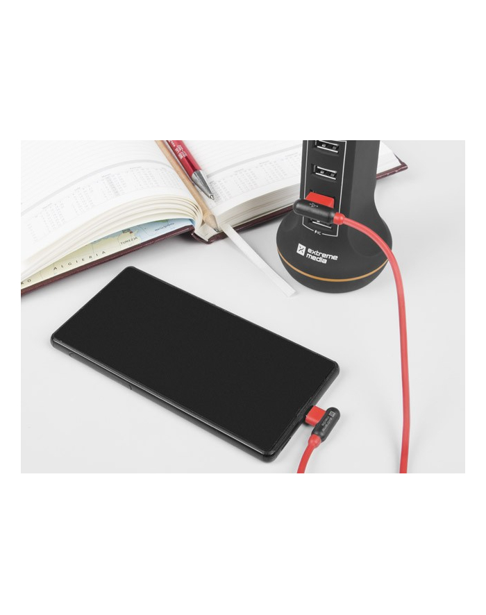 natec Kabel micro USB 2.0 BM-AM Extreme Media 1m kątowy lewo/prawo czerwony główny