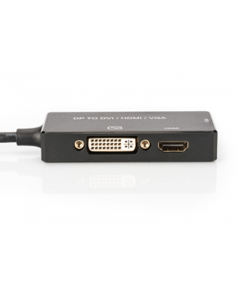 assmann Kabel adapter Displayport 4K 30Hz/1080p 60Hz Typ DP/HDMI(UHD)+DVI-I+VGA (FHD) M/Z czarny 0,20m