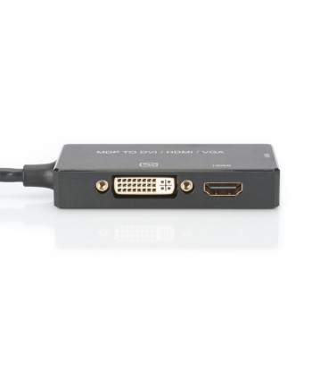 assmann Kabel adapter Displayport 4K 30Hz/1080p 60Hz Typ miniDP/HDMI(UHD)+DVI-I+VGA (FHD) M/Ż czarny 0,2m