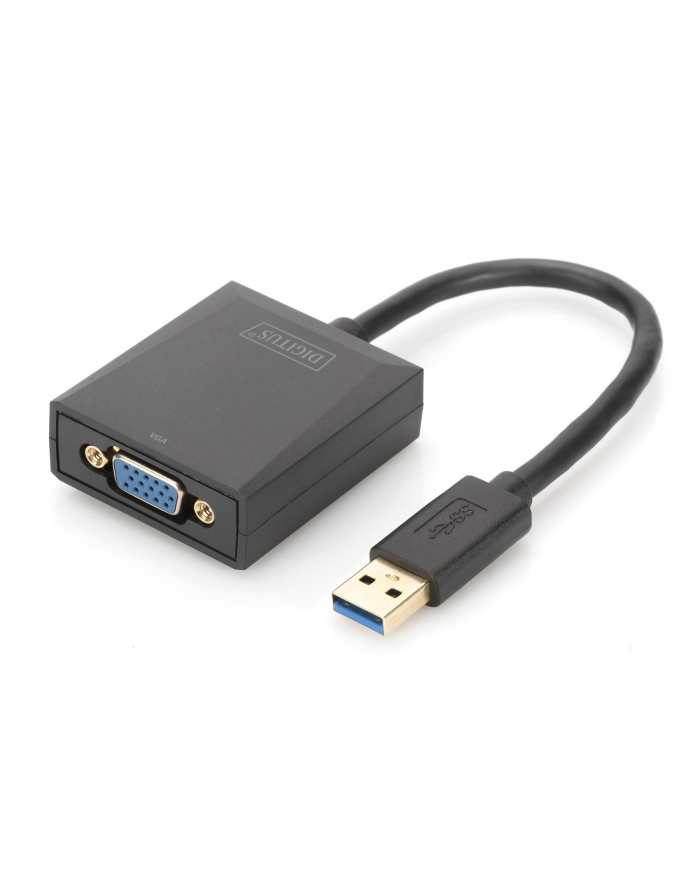 digitus Adapter graficzny VGA 1080p FHD na USB 3.0, aluminiowy, czarny główny