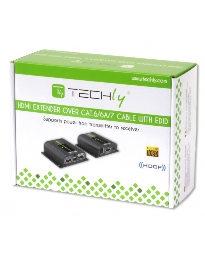 techly Extender wzmacniacz HDMI po skrętce Cat6/6a/7 do 40m 1080p FullHD EDID główny