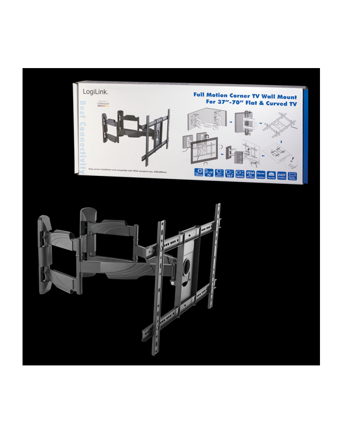 logilink Uchwyt ścienny 37-70, max.45kg, montaż narożny główny