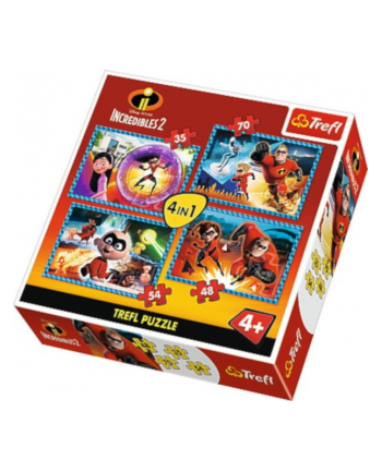 Puzzle 4w1 Niesamowita rodzinka Incredibles 34306 TREFL