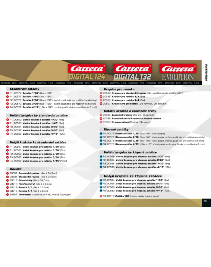 carrera toys Pobocze torów, zakręt pochyły 1/30 (6), odcinek koncowy (2) 20564 Carrera główny