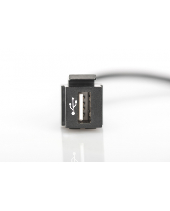 Moduł Keystone USB 2.0 z kablem 16cm, łącznik do gniazd i pustych paneli, żeński/męski, czarny