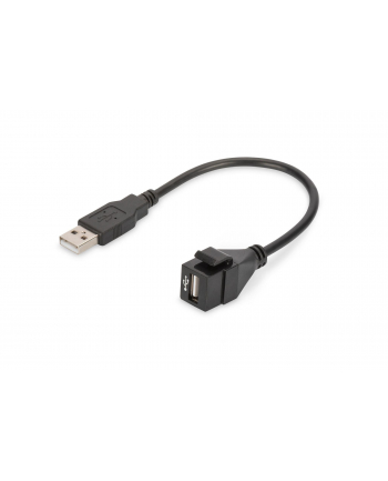 Moduł Keystone USB 2.0 z kablem 16cm, łącznik do gniazd i pustych paneli, żeński/męski, czarny