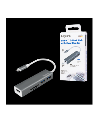 LOGILINK - Hub USB-C 3.0, 3-portowy, z czytnikiem kart