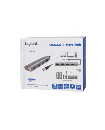 LOGILINK - Hub USB 3.0, 4-portowy, aluminiowa obudowa