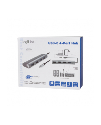 LOGILINK- Hub USB-C 3.1, 4-portowy, aluminiowa obudowa