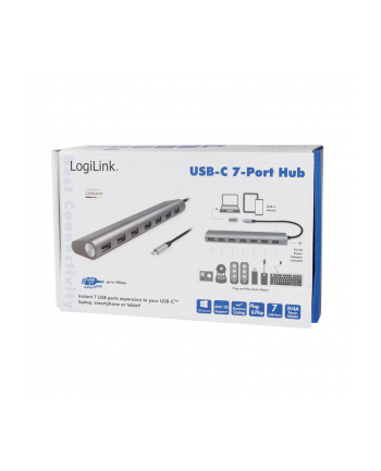 LOGILINK- Hub USB-C 3.1, 7-portowy, aluminiowa obudowa