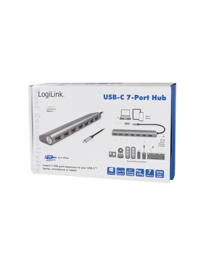 LOGILINK- Hub USB-C 3.1, 7-portowy, aluminiowa obudowa główny