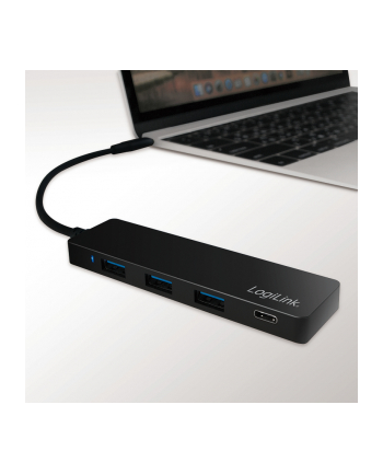 LOGILINK- Hub USB-C 3.1, 4-portowy, Ultra Slim, czarny