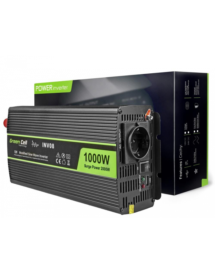 Samochodowa Przetwornica Napiecia Green Cell ® 12V do 220V, 1000W/2000W główny