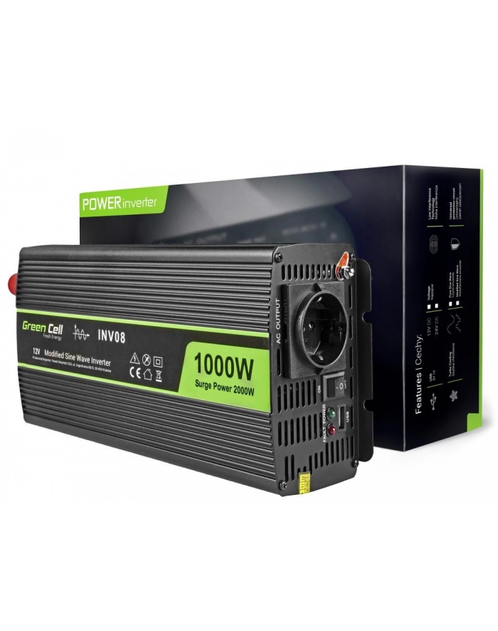 Samochodowa Przetwornica Napiecia Green Cell ® 12V do 220V, 1000W/2000W główny