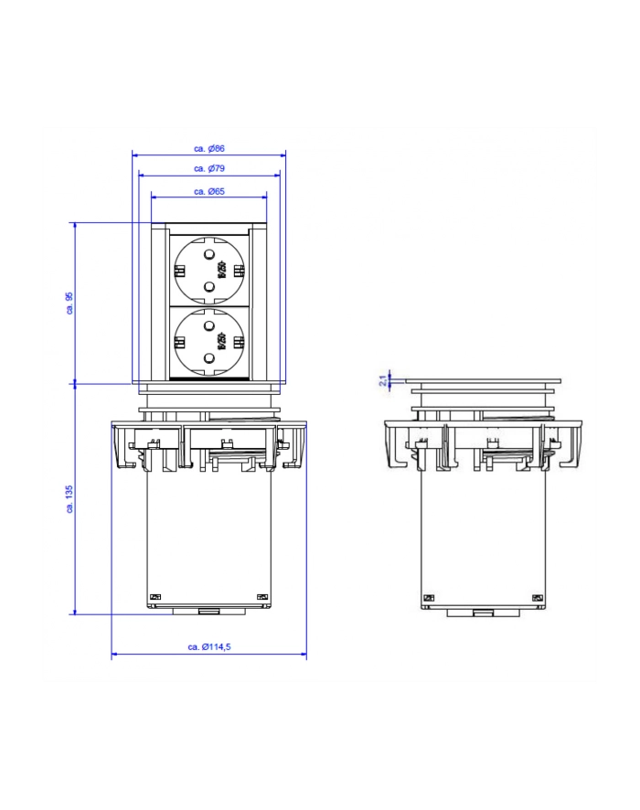 Bachmann Elevator safety socket 2x - power port - aluminum główny