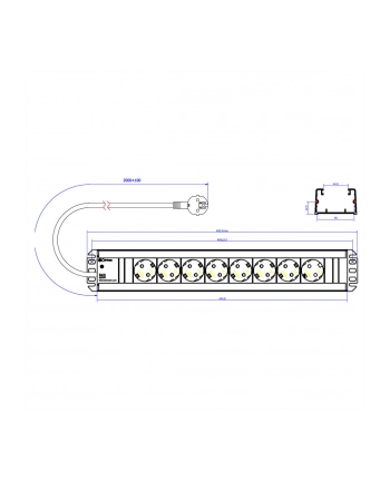 Bachmann 35 ° repair kit - 8 port - black / gray - 2 meters