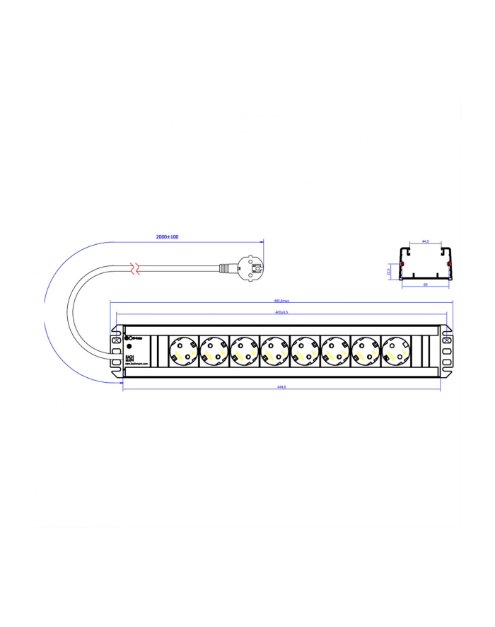 Bachmann 35 ° repair kit - 8 port - black / gray - 2 meters główny