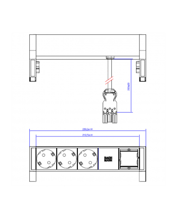 Bachmann DESK 2 902.200 - black / white, 1x custom module, 2 power strip