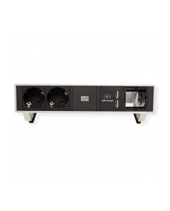 Bachmann DESK 2 902.228 - black / white, 1x custom module, 2x USB, 2 power strip