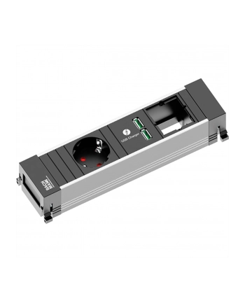 Bachmann 916.0039 - black / gray - 1x safety socket - 2x USB - 1x custom module, small
