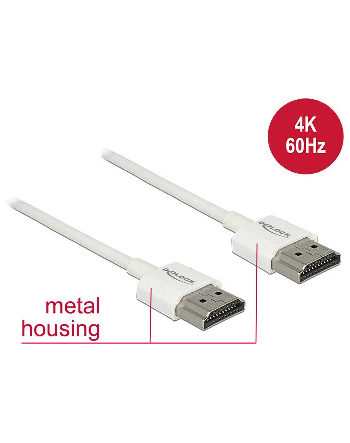 DELOCK HDMI-Kabel HighSpeed Ethernet A->A 4K 3D 0,50m weiß główny
