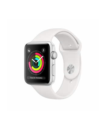 apple Watch Series 3 GPS, 38mm koperta z aluminium w kolorze srebrnym z paskiem sportowym w kolorze białym