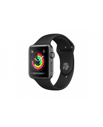 apple Watch Series 3 GPS, 38mm koperta z aluminium w kolorze gwiezdnej szarości z paskiem sportowym w kolorze czarnym