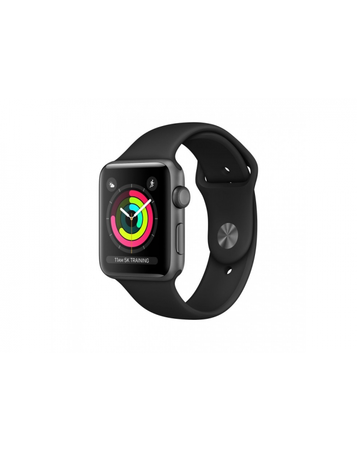 apple Watch Series 3 GPS, 38mm koperta z aluminium w kolorze gwiezdnej szarości z paskiem sportowym w kolorze czarnym główny