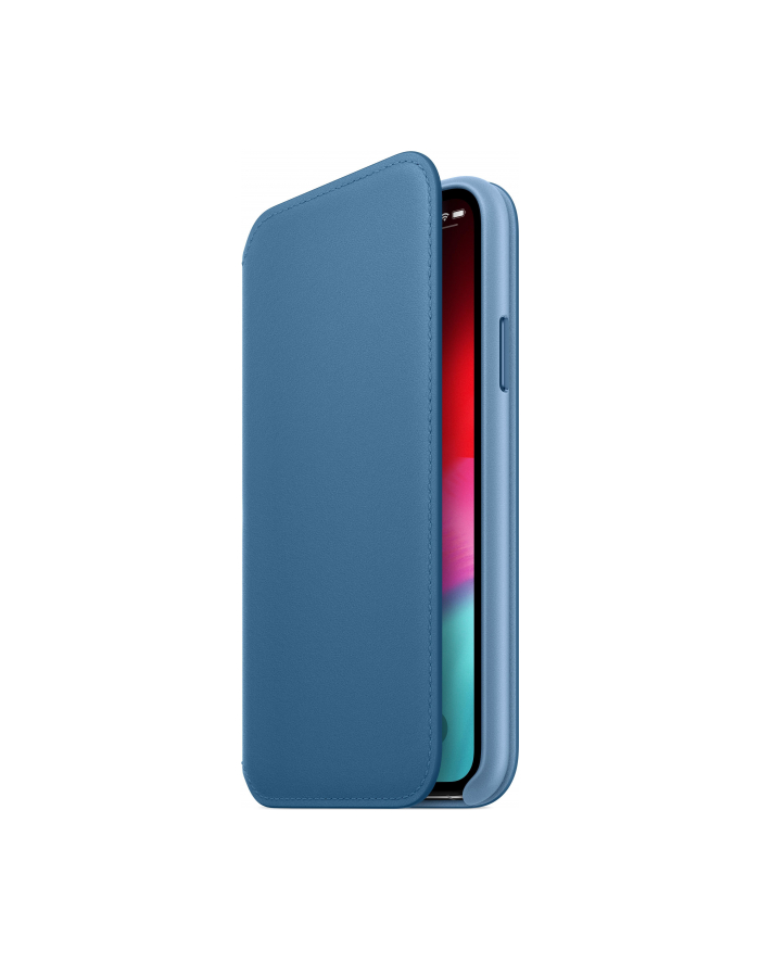 apple Etui skórzane folio iPhone XS - szary błękit główny