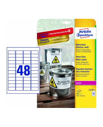 avery zweckform Etykiety wodoodporne Heavy Duty, 45,7 x 21,2mm, białe, do drukarki, 384 sztuki