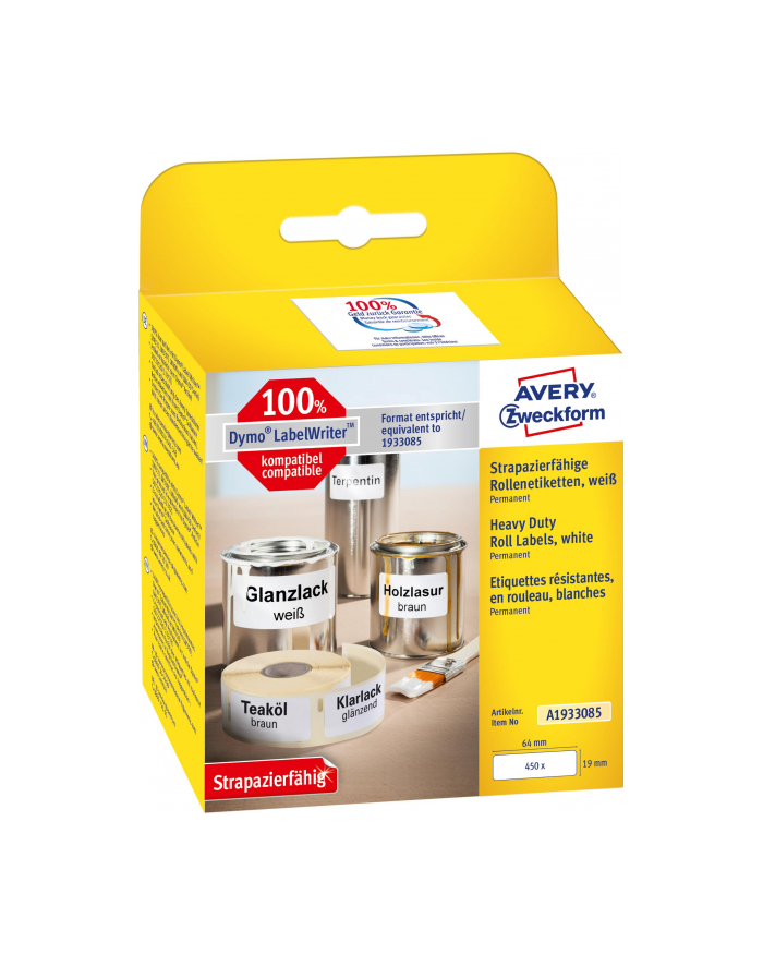avery zweckform Etykiety Heavy Duty w rolce do termodruku, 19 x 64mm, 450 sztuk główny
