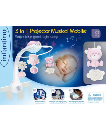 pulio Infantino 4914 3w1 Muzyczna karuzelka różowa