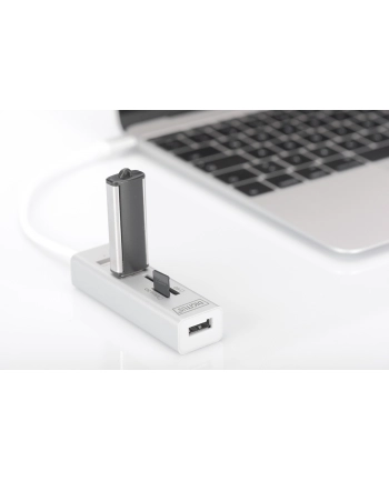 digitus HUB/Koncentrator 3-portowy OTG USB Typ C, USB 2.0 HighSpeed czytnik kart SD/Micro SD, aluminium
