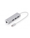 digitus HUB/Koncentrator 3-portowy USB Typ C, 3x USB A HighSpeed z Gigabit LAN adapter, aluminium - nr 19
