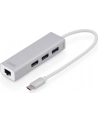 digitus HUB/Koncentrator 3-portowy USB Typ C, 3x USB A HighSpeed z Gigabit LAN adapter, aluminium - nr 28