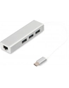digitus HUB/Koncentrator 3-portowy USB Typ C, 3x USB A HighSpeed z Gigabit LAN adapter, aluminium - nr 42